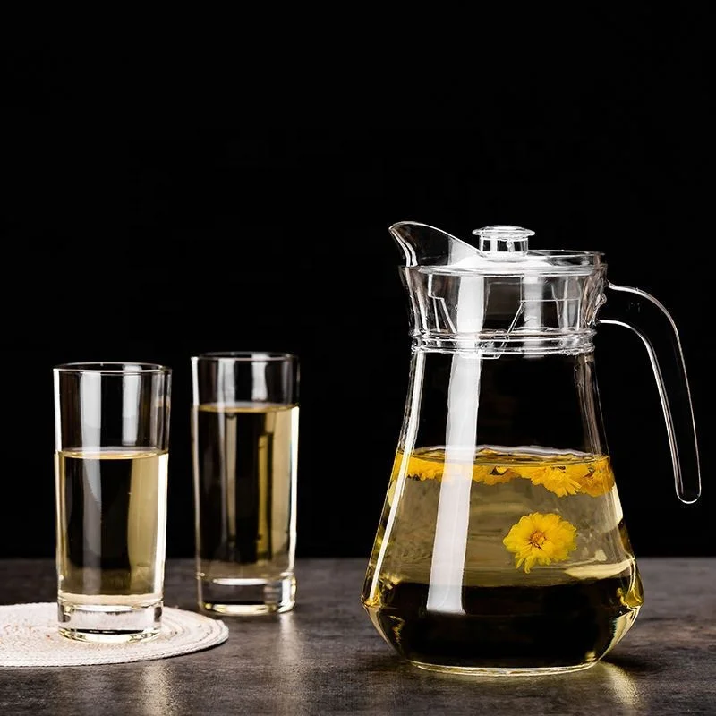 OEM jarra de vidrio 1.3 Poland Peru hot selling glass juice jug Good quality large cool glass pitcher tea beverage pitcher jug