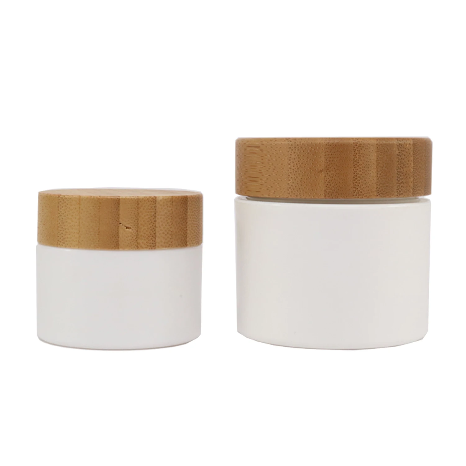 Beauty Body Butter Cosmetic container white plastic PP cosmetic cream jar with bamboo lid