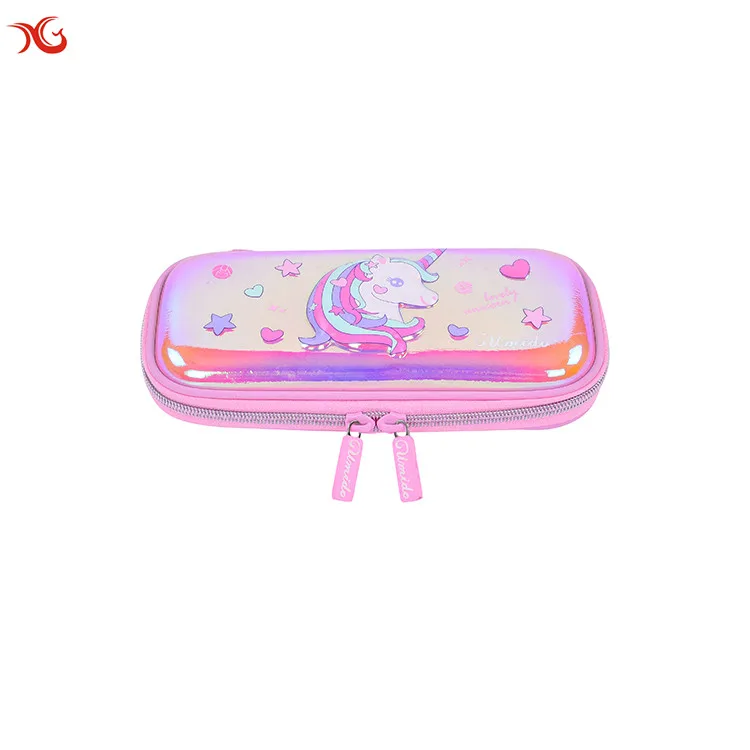 Custom multi function flexible unicorn EVA stationary pouch kids school cute pencil case