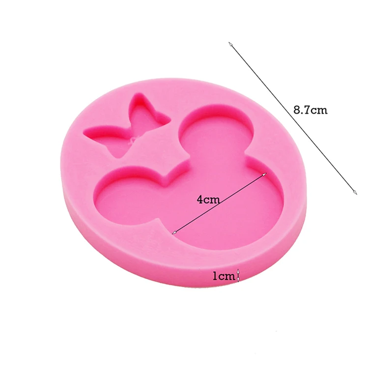 Dy0075 Diy Shiny 1.57/1.96 Inches Mouse Head For Keychains Epoxy Resin Molds Bow-knot Silicone Mould Decorative Craft Mold