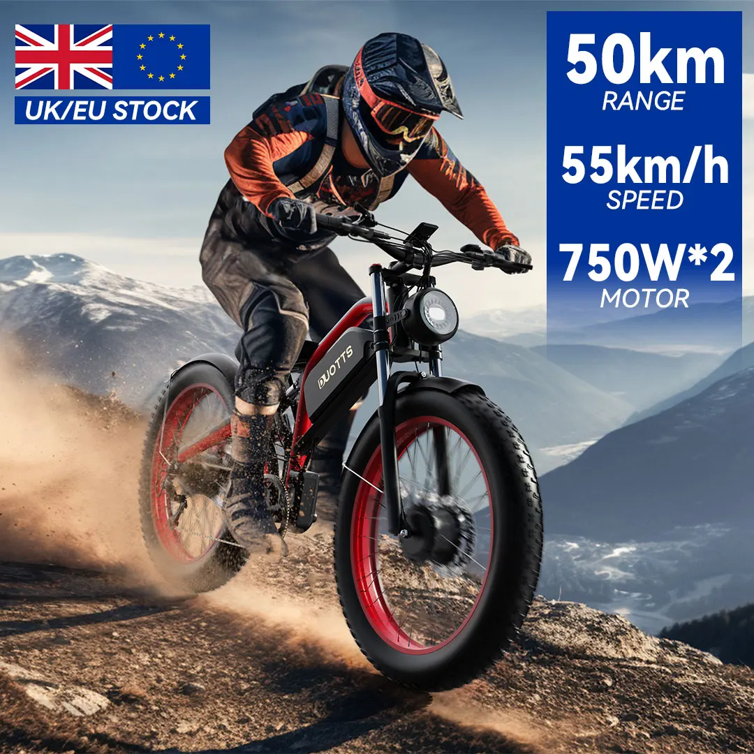 DUOTTS N26 Electric Bike 48V 20AH 750W*2 Dual Motors 26 Inch Fat Tire Electric Bikes Adults Shimano 7 Speed Speed Up to 55km/h