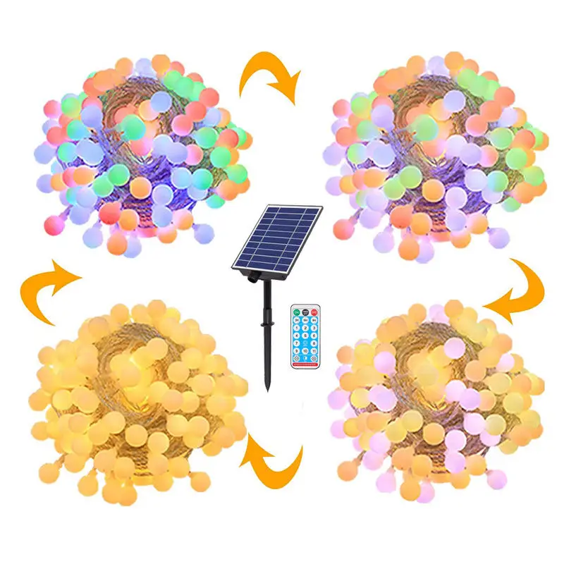 Outdoor Waterproof Solar Led Electroldeless Ball String Light Christmas Garden Street Decorative Lighting String