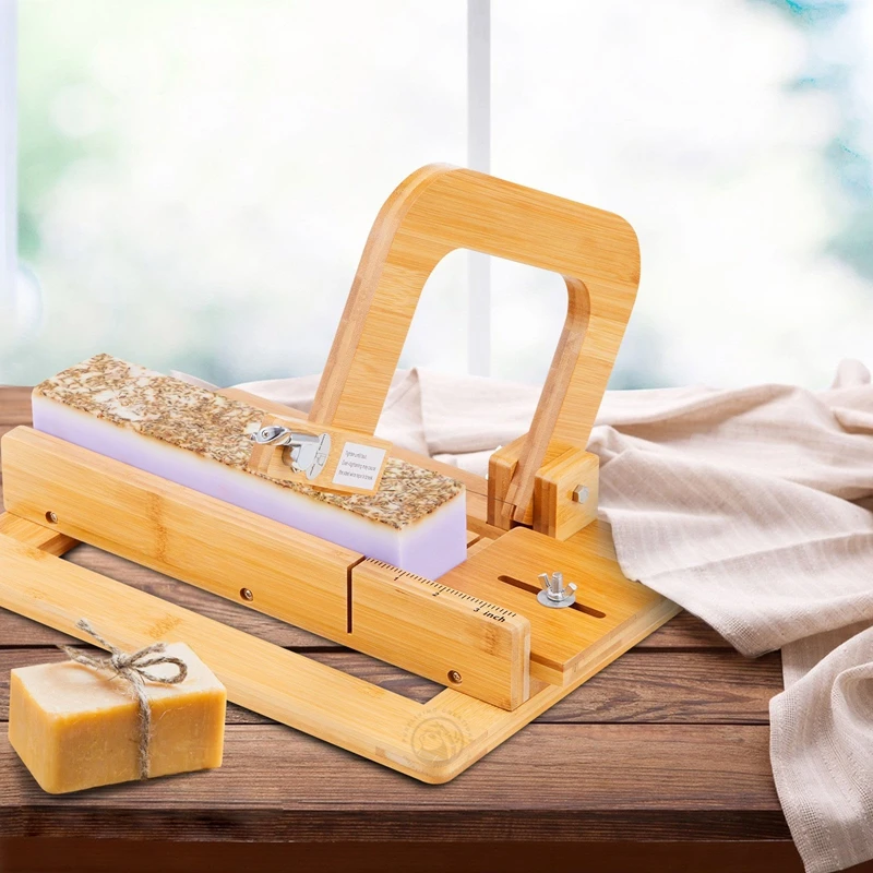 Bamboo Wooden Soap Cutter Wire Soap Cutters Adjustable Stainless Steel Cutting Tool for Handmade Soap Loaf