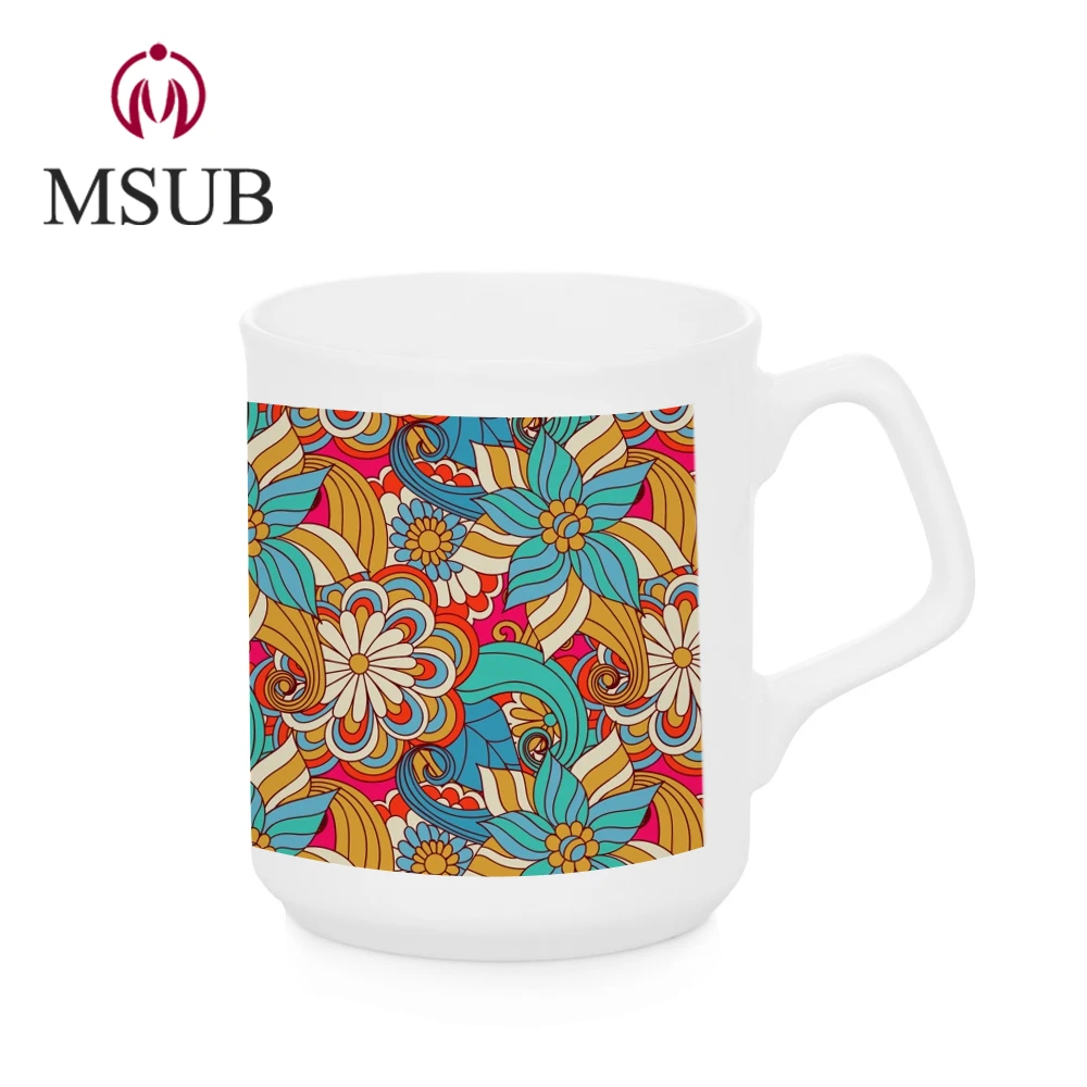 
9oz Popular Top Grade Square Handle Ceramics White Blank Mug For Sublimation 