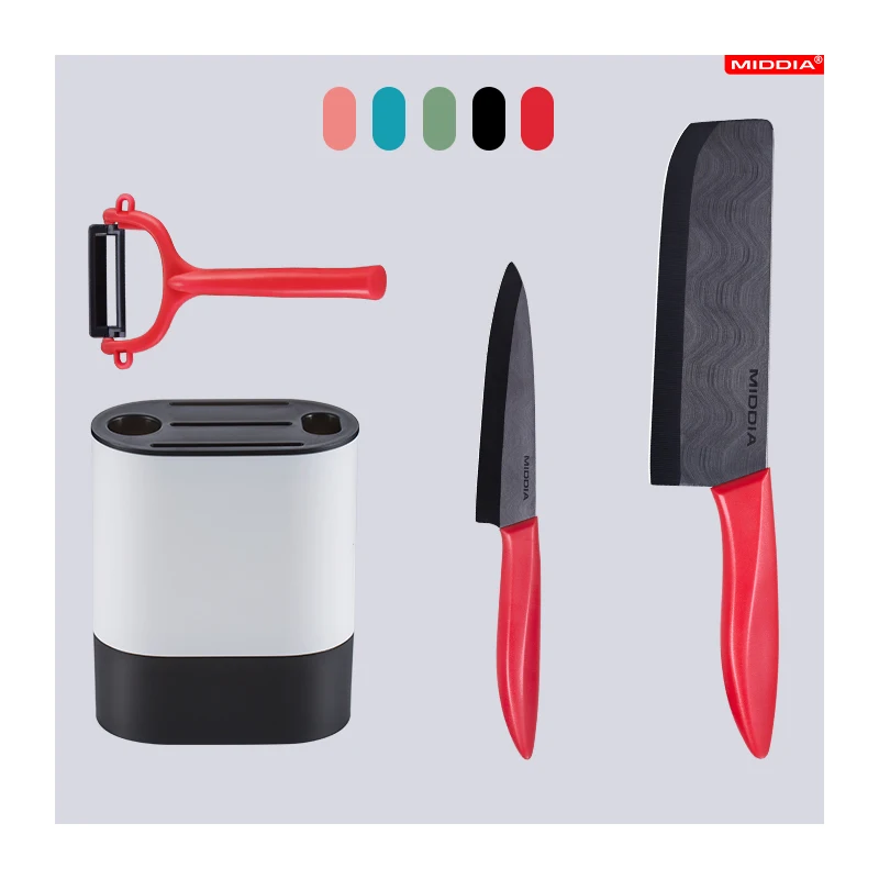 MIDDIA 4 pcs Ceramic Knife Eco-Friendly Ceramic Peeling Knife with Non-Reactive Blade Safe for All Food Types Scratch-Resistant