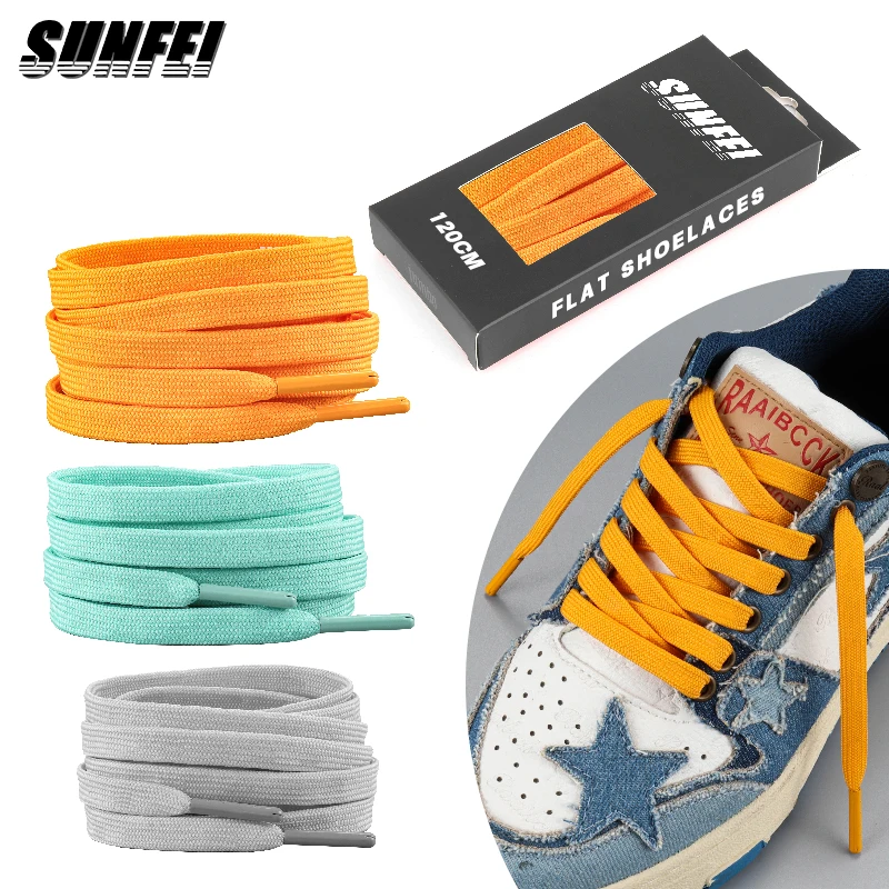 sunfei custom metal tips shoelaces Colorful football shoelaces Metal aglet Flat Hollow Athletic Shoe Laces Flat Sport Laces