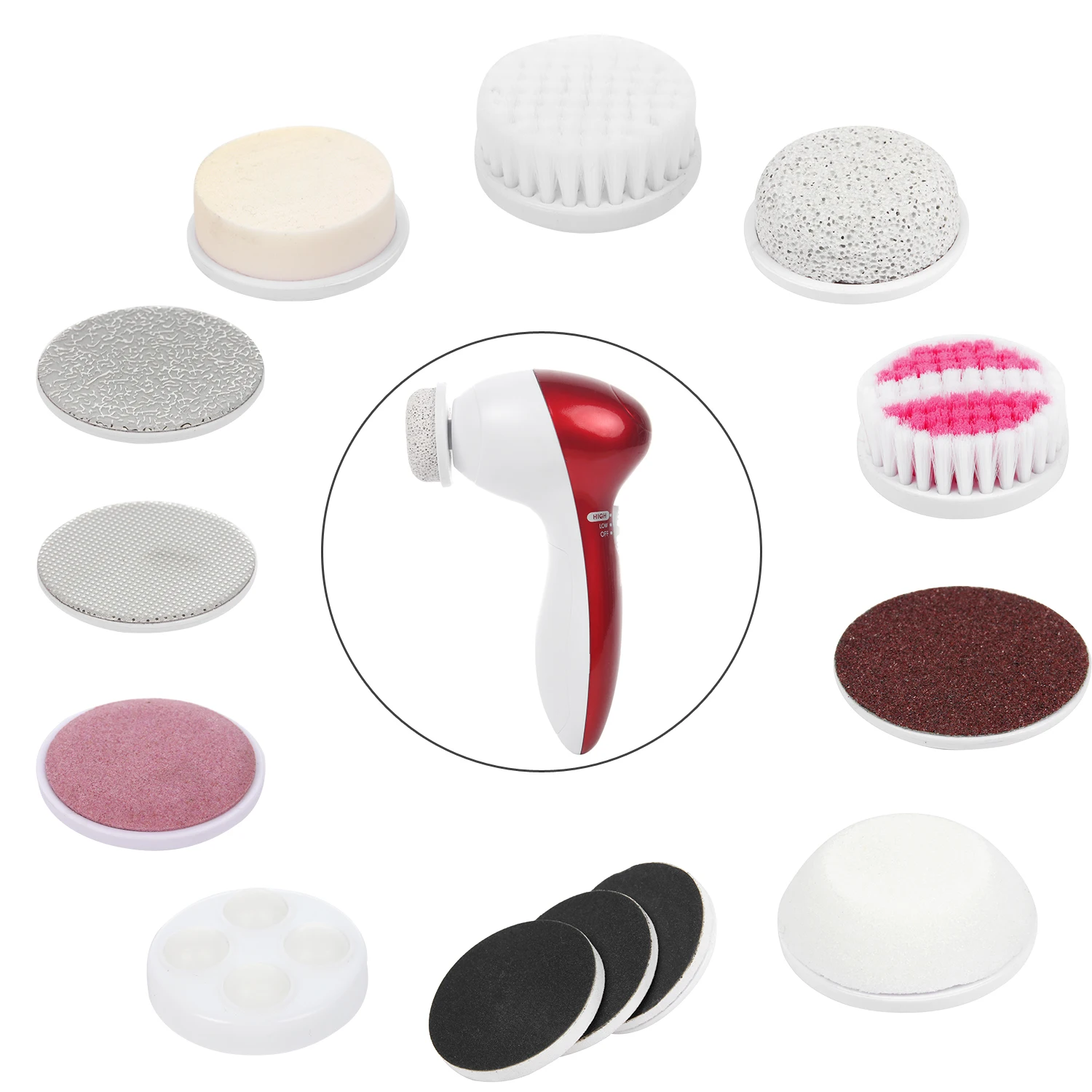 
12 in 1 multifunction sonic mini facial cleansing brush with sponge Rotating head face clean 