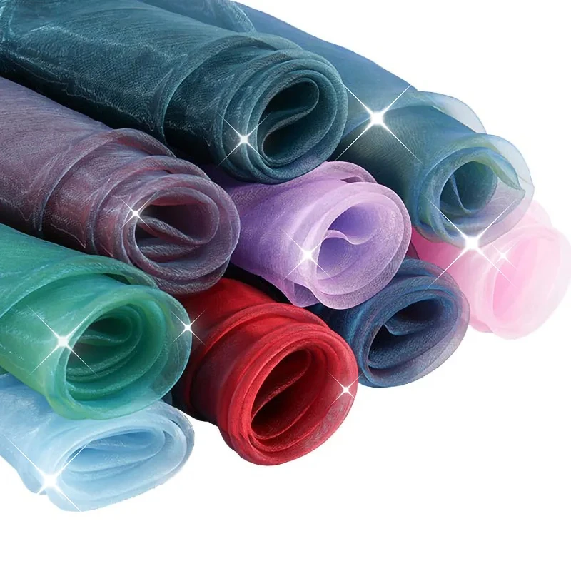 Прозрачный прозрачный шитье дизайнерская свадебная одежда на заказ декор сетчатый тюль блестящий кристалл Полиэстеровая текстура ткань из органзы