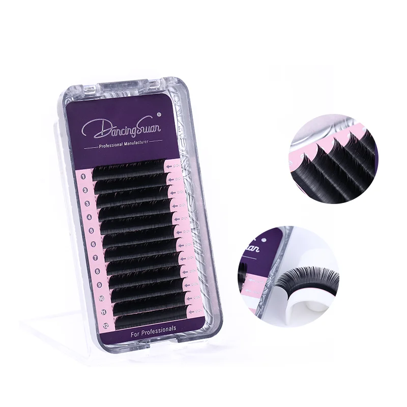 high quality private label individual mink eyelash extension 0.10 0.15 0.20 D B DD C CC Curl  Ellipse Flat Eyelash