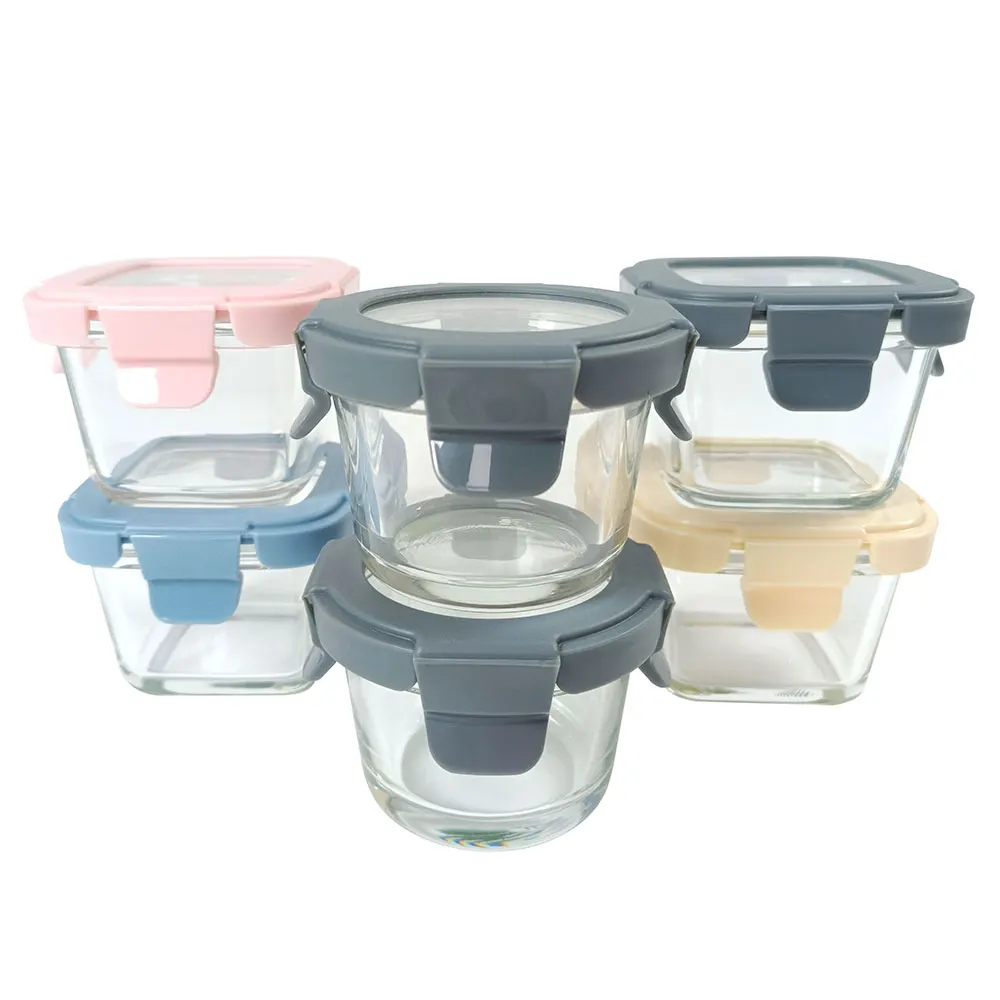2024 Hot Selling Glass Baby Food Storage Jars Set of 12 Mini Kids Lunch Box with BPA FREE lids
