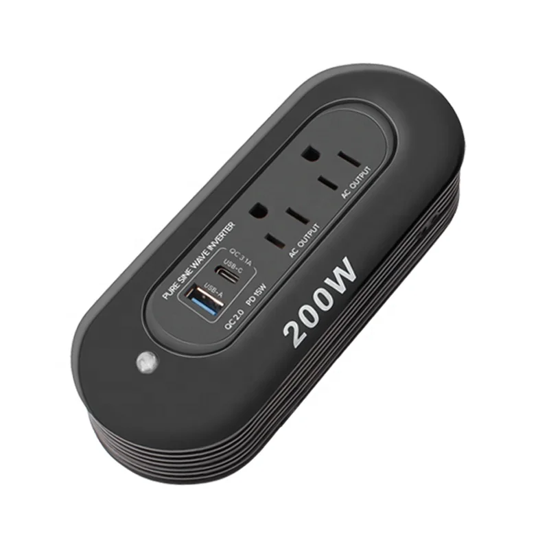 Mini Portable Car Power Inverter vehicle mounted intelligent Lithium battery car inverter 12V to 110V 200W sine wave inverter