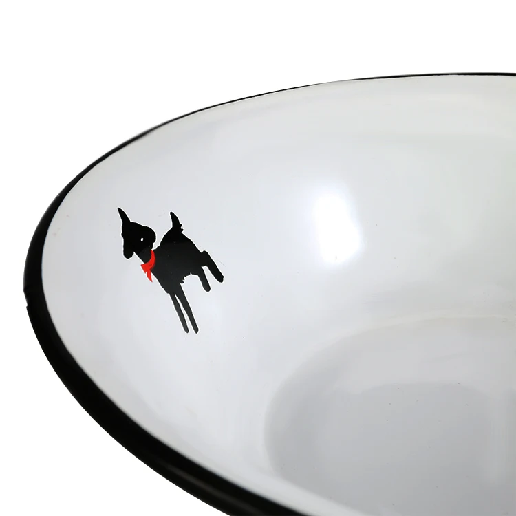 Europe Style Factory wholesales white customized logo round deep enamel pie dish