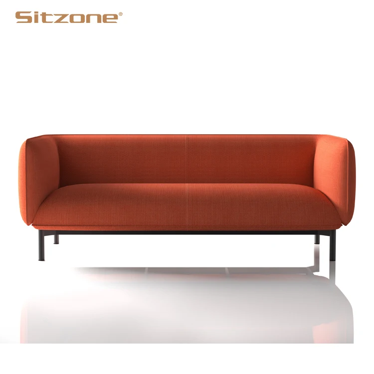 Современные высококачественные офисные диваны с тканевой обивкой на три места металлическими ножками
