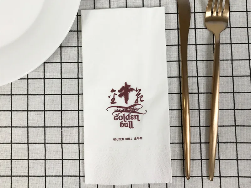 Custom Tissue Paper Logo Paper Napkins Disposable Restaurant Kitchen Dinner Specialty Design Table Napkin