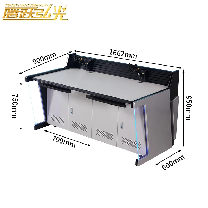 Two workstation DM-type command center control console monitoring desk Conference room office furniture monitoring computer desk