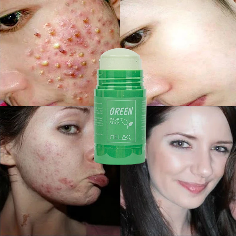 Cosmetics green mask stick tea moisturizing hydrating cleansing solid essence man cream clay green tea mask