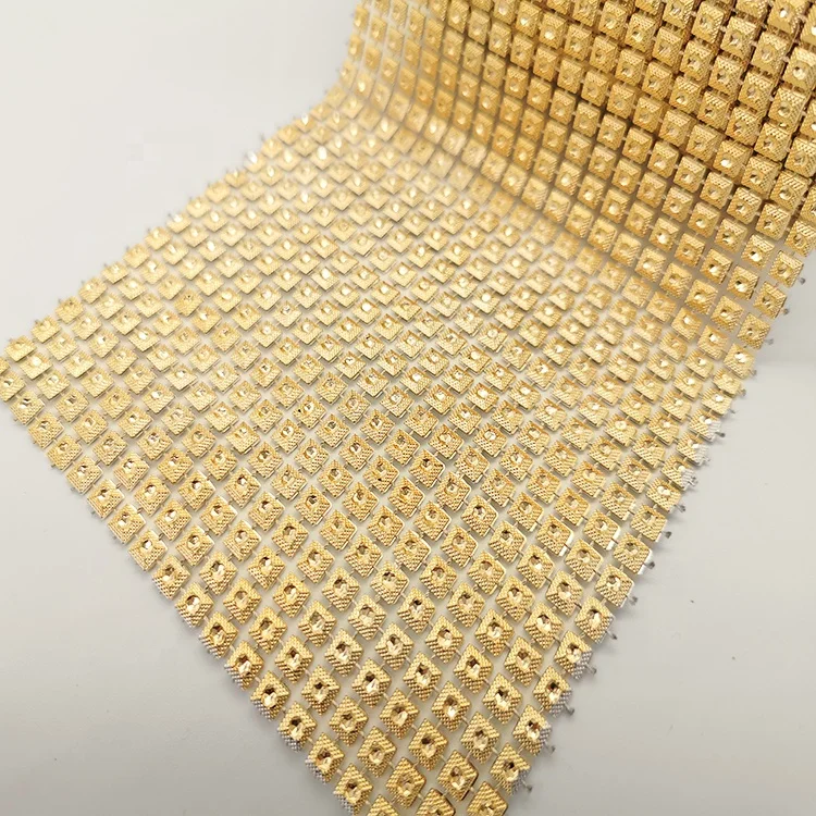 wholesale 20 row Artificial rhinestone golden sequins Mesh Wrap ribbon for sandals decor