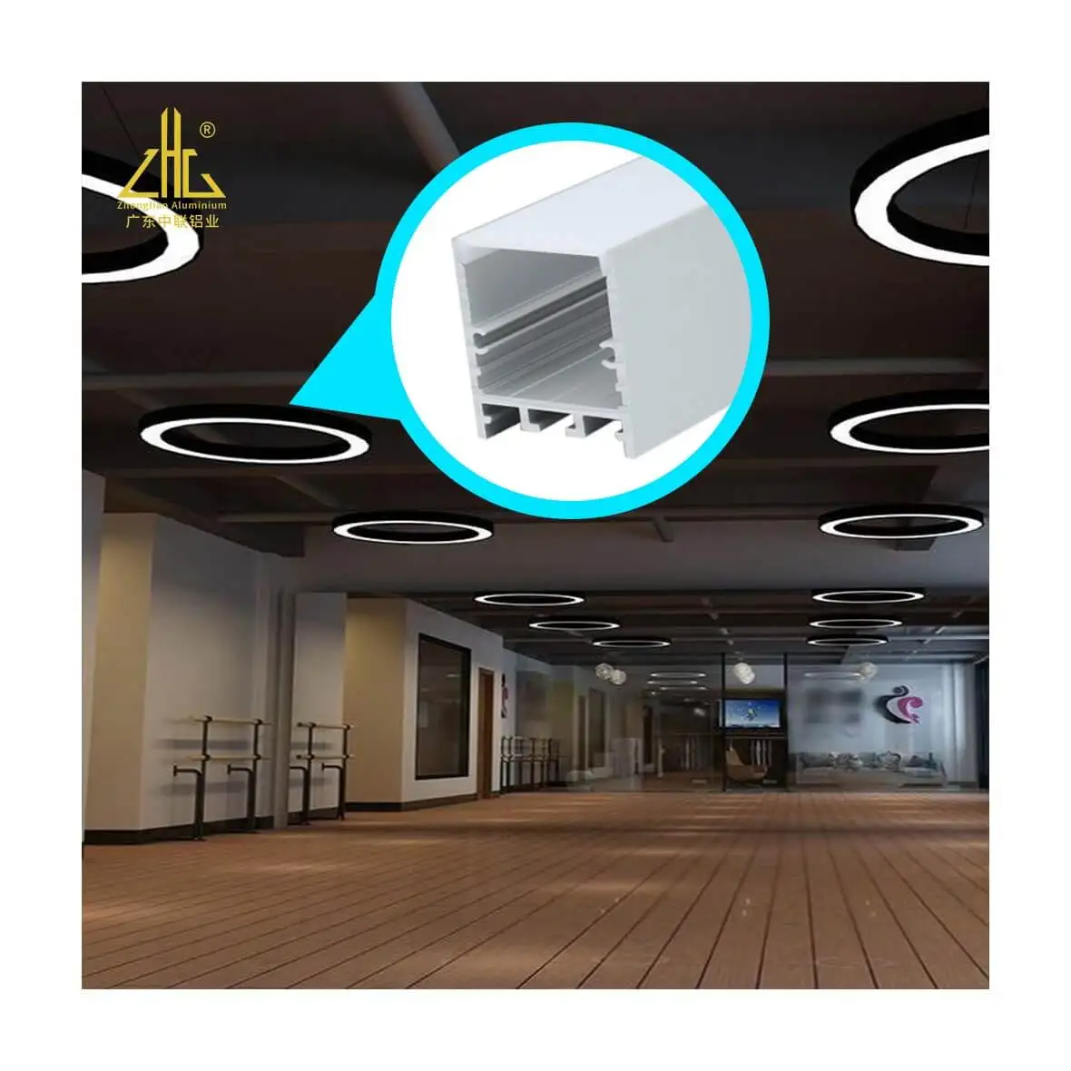 Robust 6066 6082 T6 Brushed Aluminum LED Channels Profile with CNC and Bending IP65 Waterproof for Suspended Light Bars