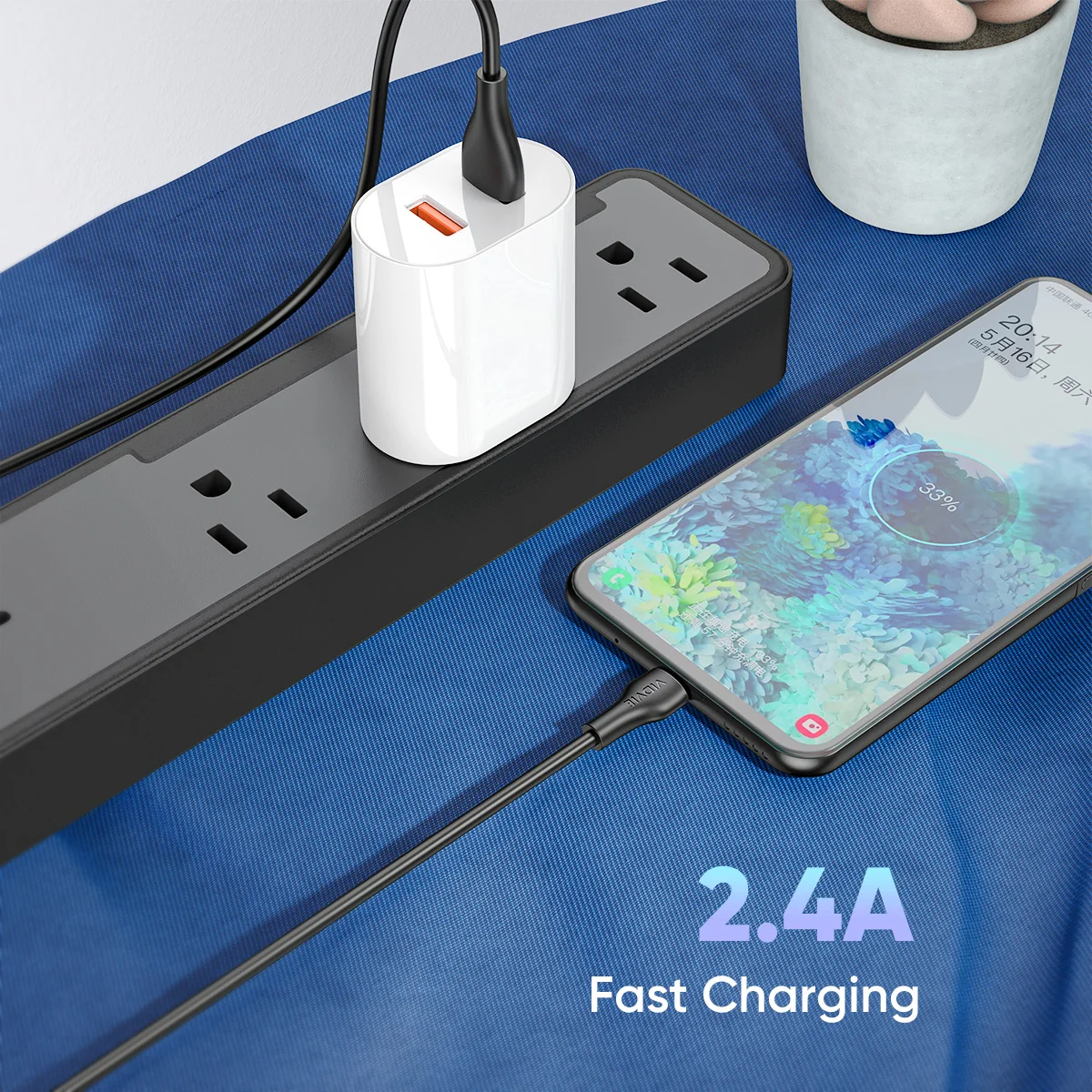 VIDVIE оптовая продажа готовый к отправке 2.4A Micro USB V8 Android мобильное зарядное устройство 1 м белый черный ПВХ кабель для передачи данных