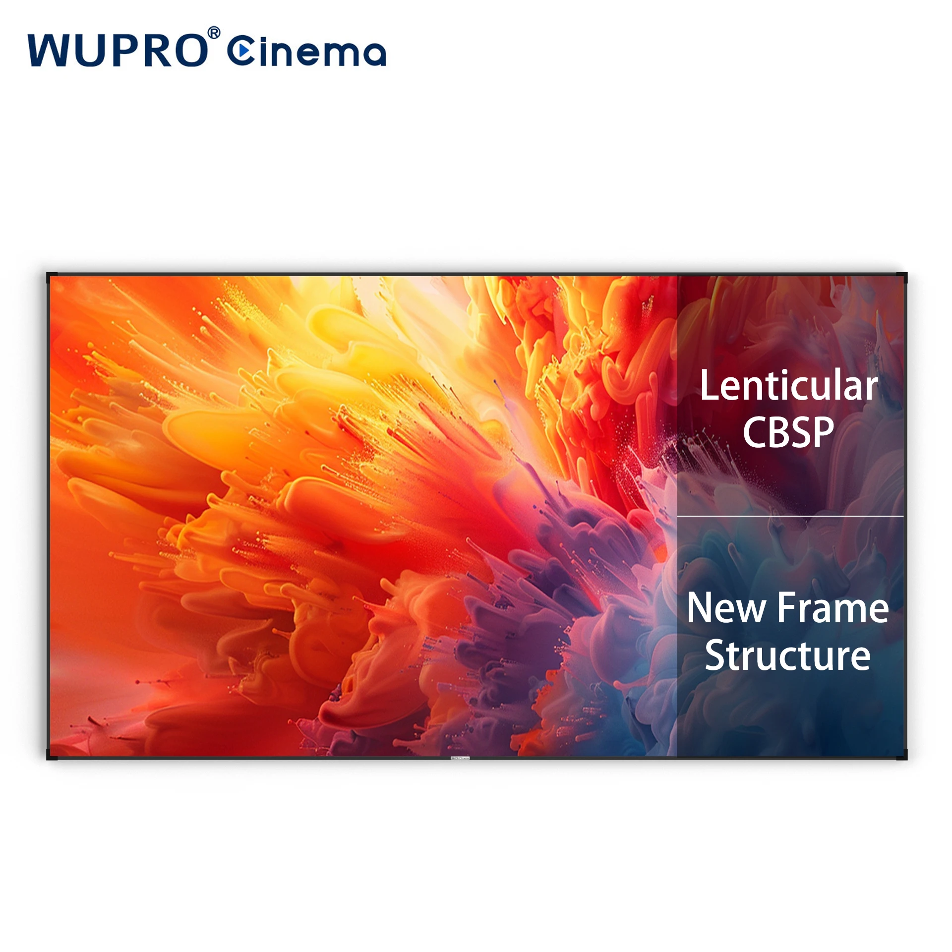 100/120/150 inch Wupro Cinema-Level Lenticular CBSP Large Projection Screen 16:9 Wall Mounted UST Fixed Frame Projector Screen