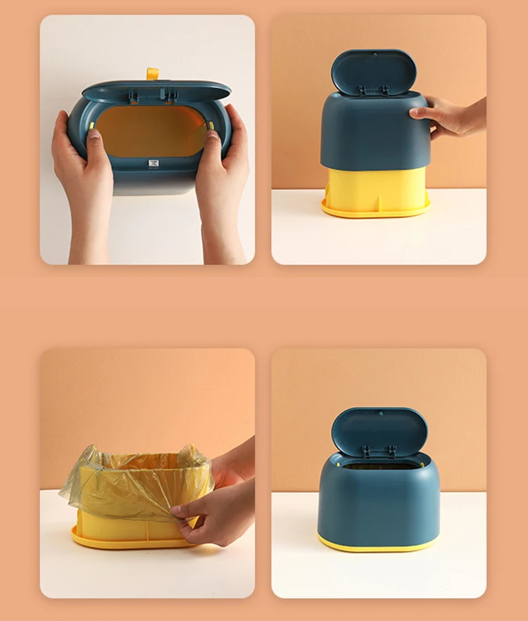2021 new design simple small waste paper trash can household dustbin with cover