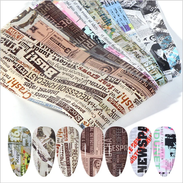 Factory direct art style newspaper color magazine english letter nail sticker