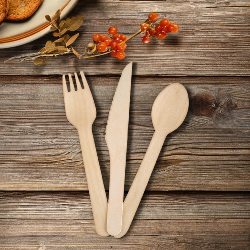 100% Biodegradable Factory Price Single Use Bamboo Fork Spoon And Knife Suitable Free Bamboo Cutlery For Restaurant Camping