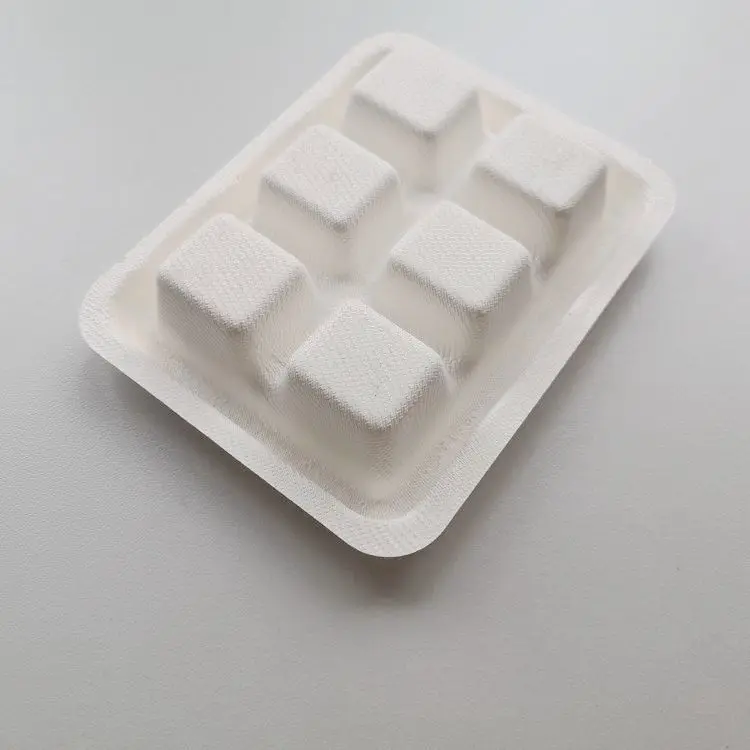 Custom biodegradable sugarcane bagasse molding pulp thermoforming chocolate packaging tray