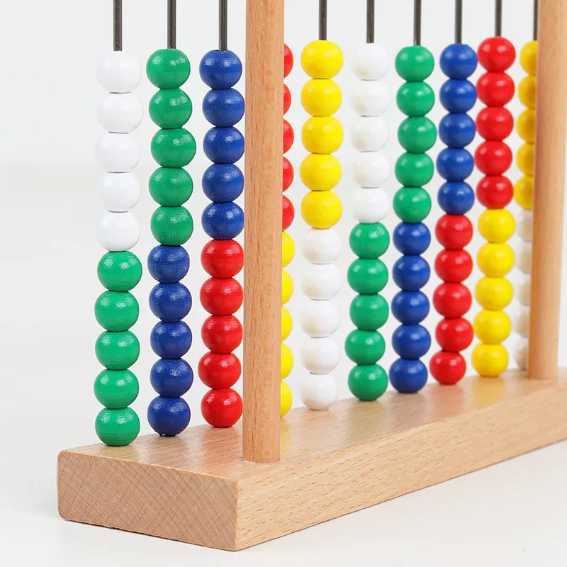 Rekenrek 100-Bead Wooden Frame Abacus For Kids Math (Ages 5+), Individual Student Counting Frame, White & Red Color Coded Beads
