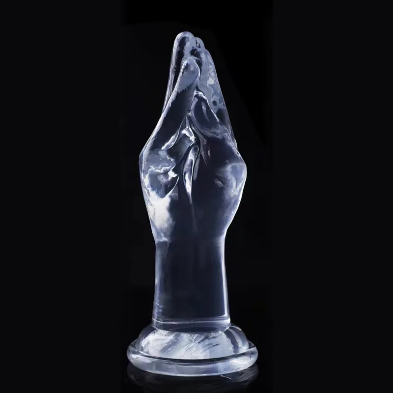 Clear closed Hand Shape Super Huge Anal Plug Silicone Clear Huge Butt Plug for Men Women