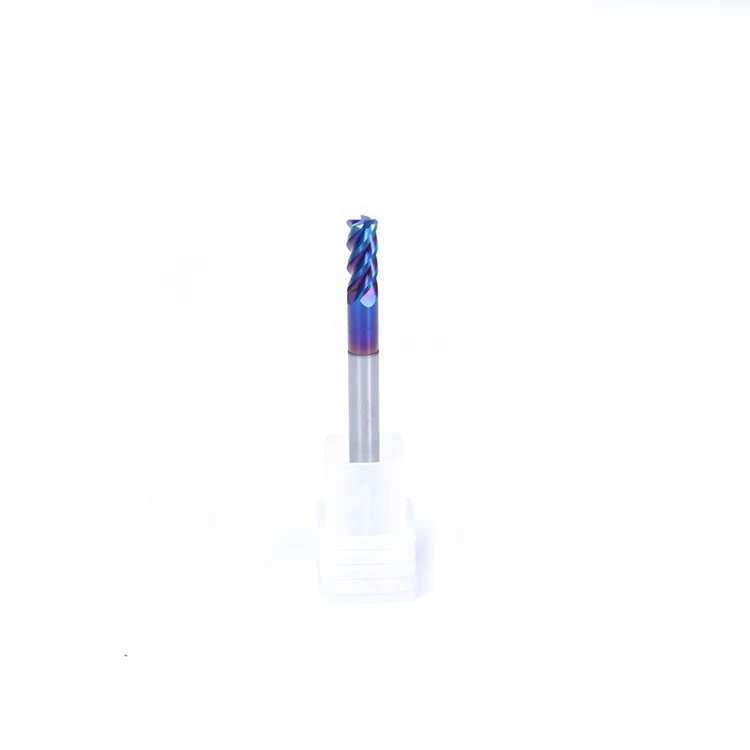 5mm 6mm HRC 65 Degree 4-edge Tungsten Steel Round Nose Cutter Blue Nano-coated Milling Cutter For Stainless Steel