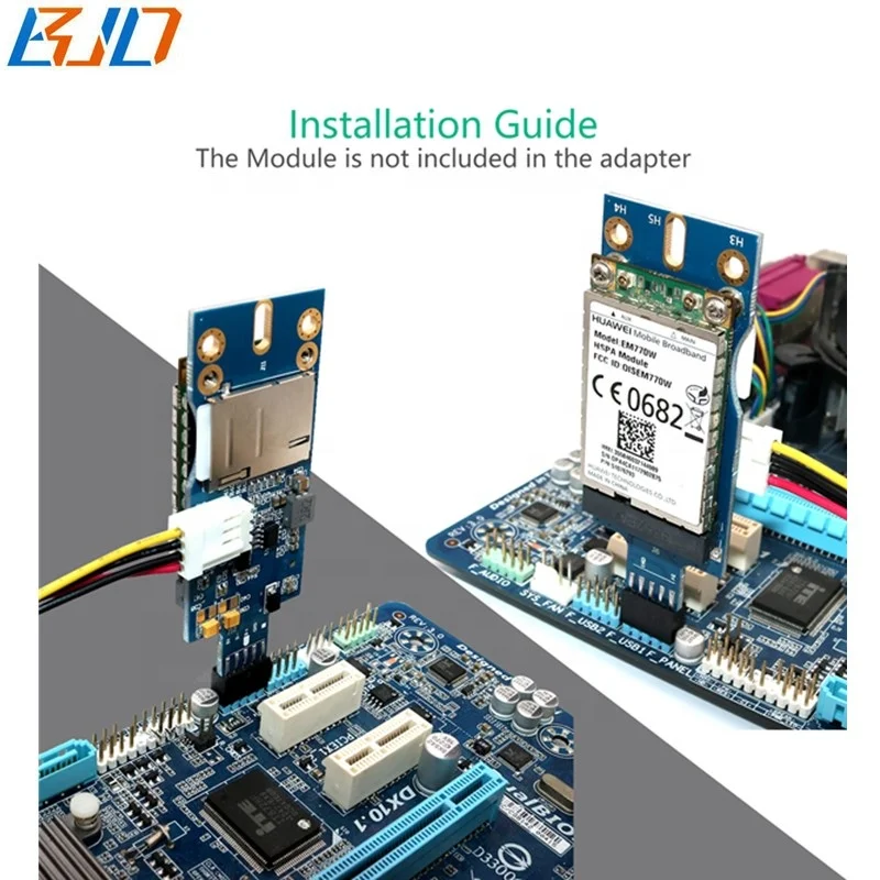 Mini PCI-e 52PIN PCIe to USB 9Pin Female Adapter Riser Card with SIM Slot Ver 5.0 for GSM GPS GPRS WLAN 3G 4G LTE Modem Module