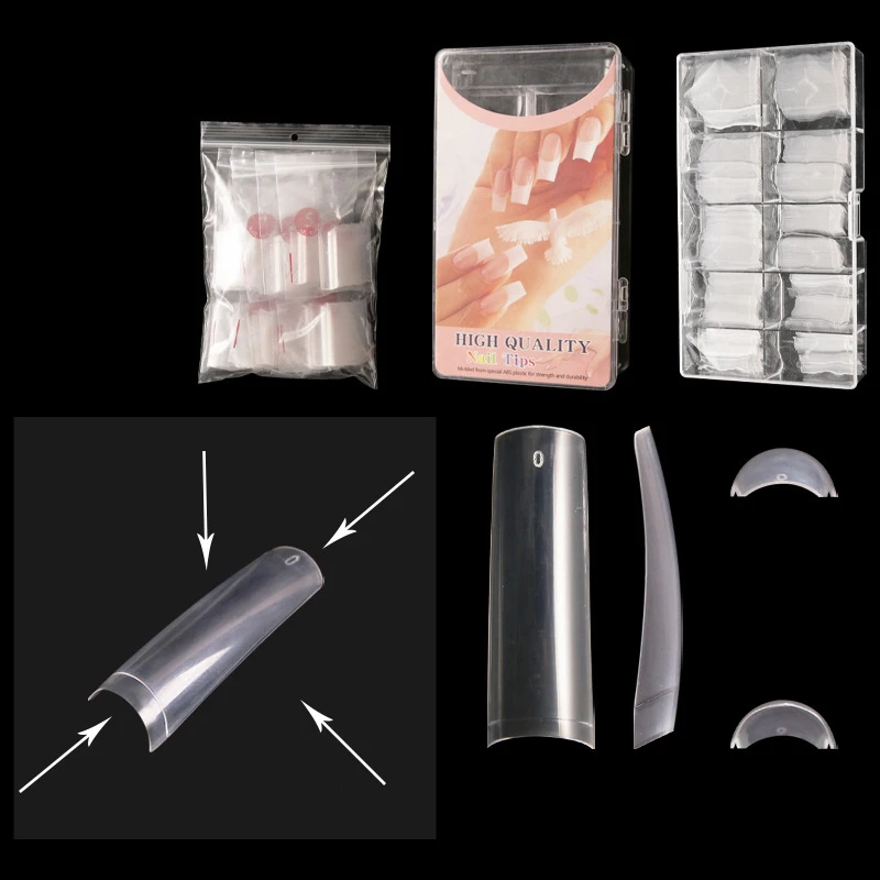 Popular Transparent Nail Tips Wholesale 550 pieces Shell Straight Acrylic Square False Nail Tips French Dovetail Nails