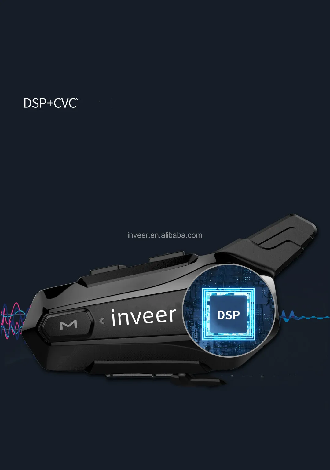 inveer  IPX67  water-proof rugged design duplex intercom  helmet headphone for motorcycle model X1