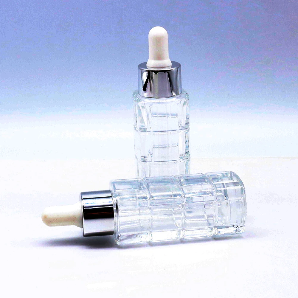 30ml luxury customized clear rectangle glass dropper bottle/15ml square custom glass essential oil bottle