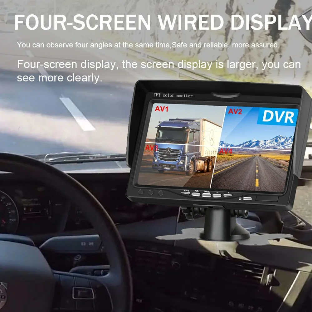 7 inch HD vehicle monitoring quad-view truck monitor bus camera system passenger cars reversing image display screen