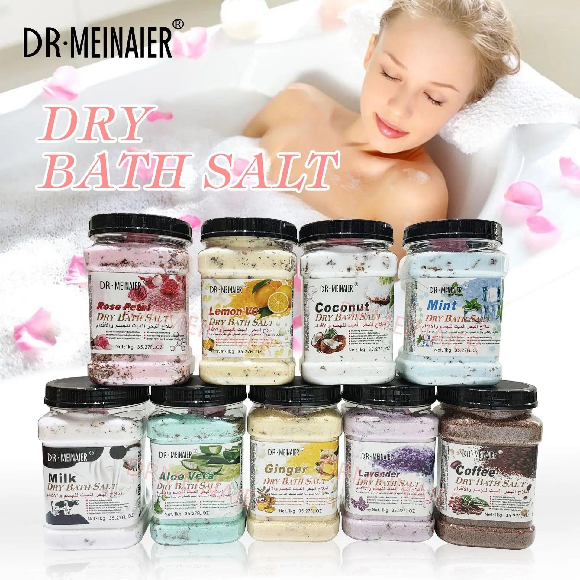 Hot-selling 1kg petal bath salt exfoliating rubbing mud scrub deep cleansing chicken skin brightening scrub bath salt