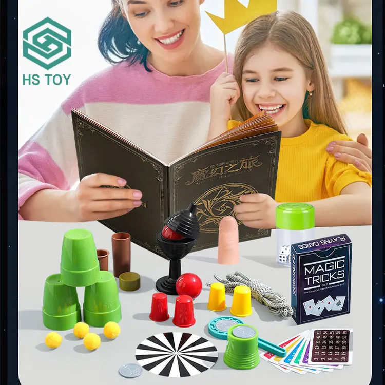 HS Stunning Game Learning Magic Show Beginner Easy Play Kid Magic Tricks Kit Box With Hand Gift Box