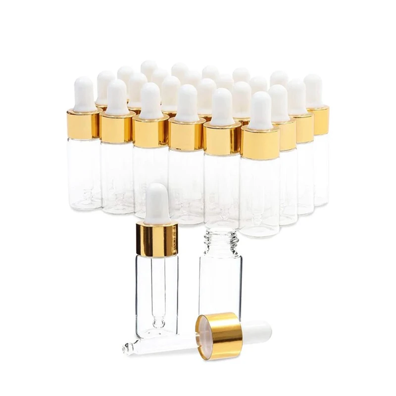 4 oz Empty Silicon Glass Pasteur Pipettes Glass Eye Droppers White Matte Gold Glass Dropper with 22-400 neck finish