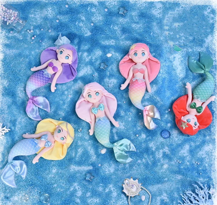 Custom Mermaid Princess Plush dolls multi-color Cute design Cartoon plush Mermaid toy Stuffed Toy For Girls kids Gift