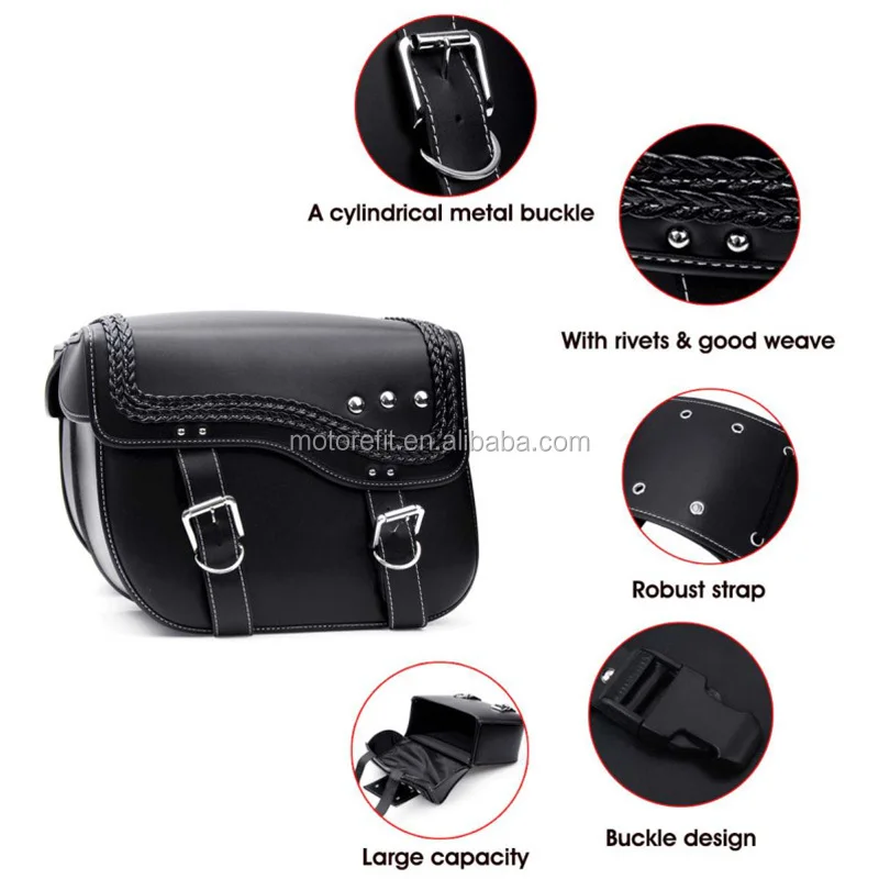 Motorcycle Saddlebags PU Leather Luggage Side Bag Tool Bags For Touring Electra Glide Sportster 883 1200 Waterproof Tail Bag