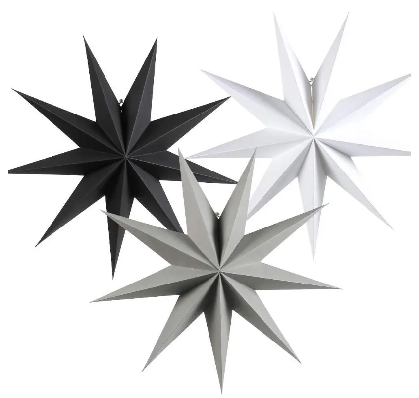 GiveU 9 Pointed Paper Star Lanterns 12 Inch Hanging Lampshade for LED Light Wedding Birthday Party Decor