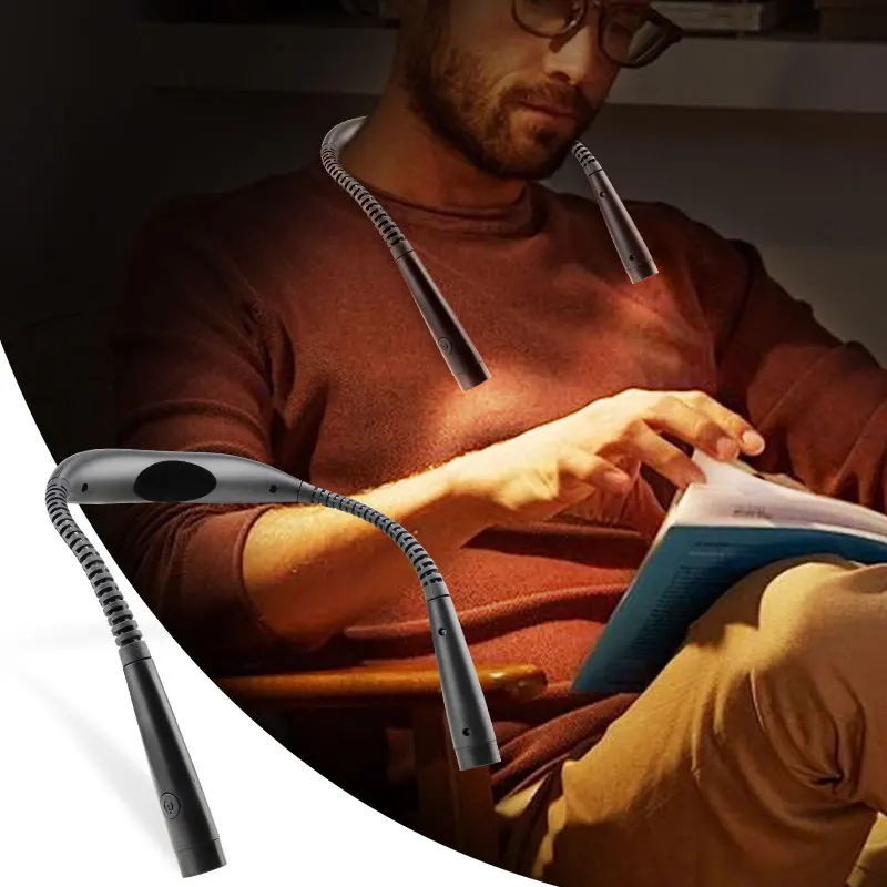 LED Neck Flexible Hanging 3 Modes Eye Care Lights Portable Type-C Rechargeable Neck Reading Book Light
