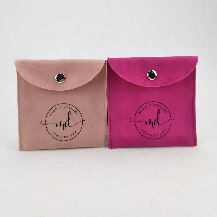 Green velvet jewelry envelope pouch faux suede gift wrapping jewelry packaging bags with logo for jewelry