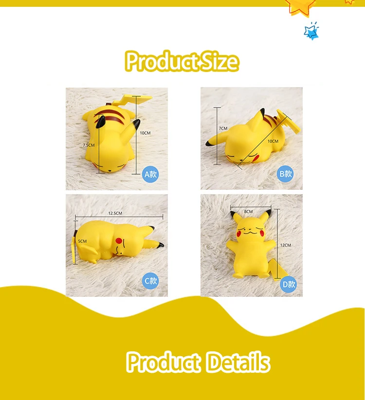 Распродажа милый мини-светильник Pikachu для спальни теплый ночник оптовая продажа дешевая лампа игрушек с цветной коробкой и сумкой
