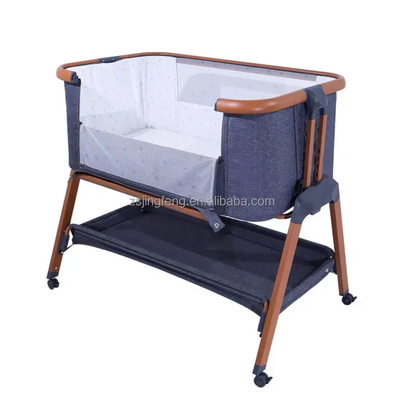 Baby Bassinet Infant Bedside Sleeper Folding Baby Crib with Breathable & Washable Mattress Baby Bed 7-Level Height Adjustable