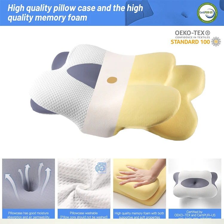 HNOS adjustable cervical pillow cozy sleeping custom logo neck travel neck Memory Travel Pillows
