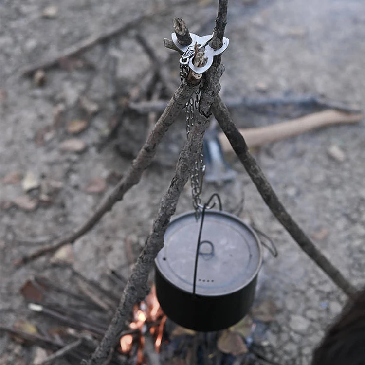 Mydays Outdoor Hexagon Portable 304 Stainless Steel Tripod Hanging Rack Campfire Grill Pot Hanger Campfire Tripod Board