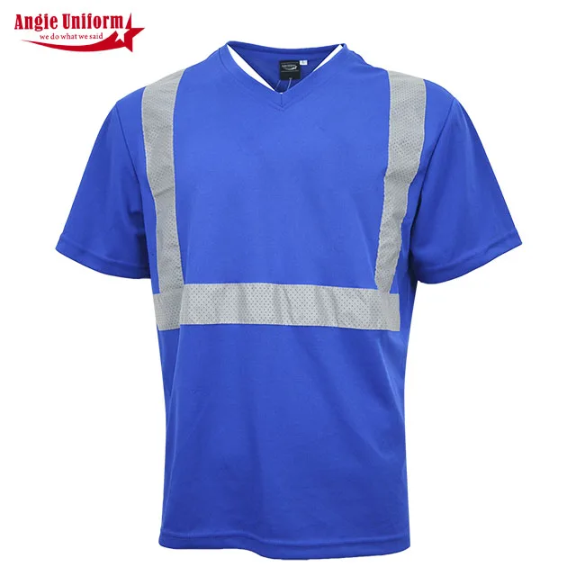 hot sale high visibility fabric hi vis T- shirts v neck print construction safety clothing with logo reflective tshirt