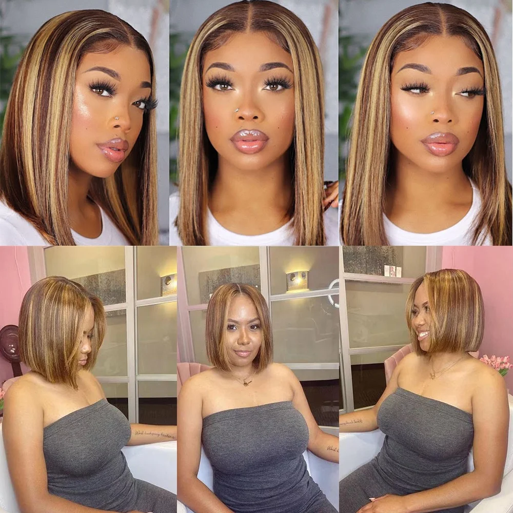 HAYO Factory outlet Popular online Human hair HD Lace frontal wig Straight hair Highlight Colored Wigs for women